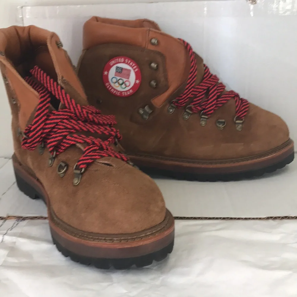 NWOB Polo Ralph Lauren Team USA 2018 Olympics Ceremony Suede Brown Boots